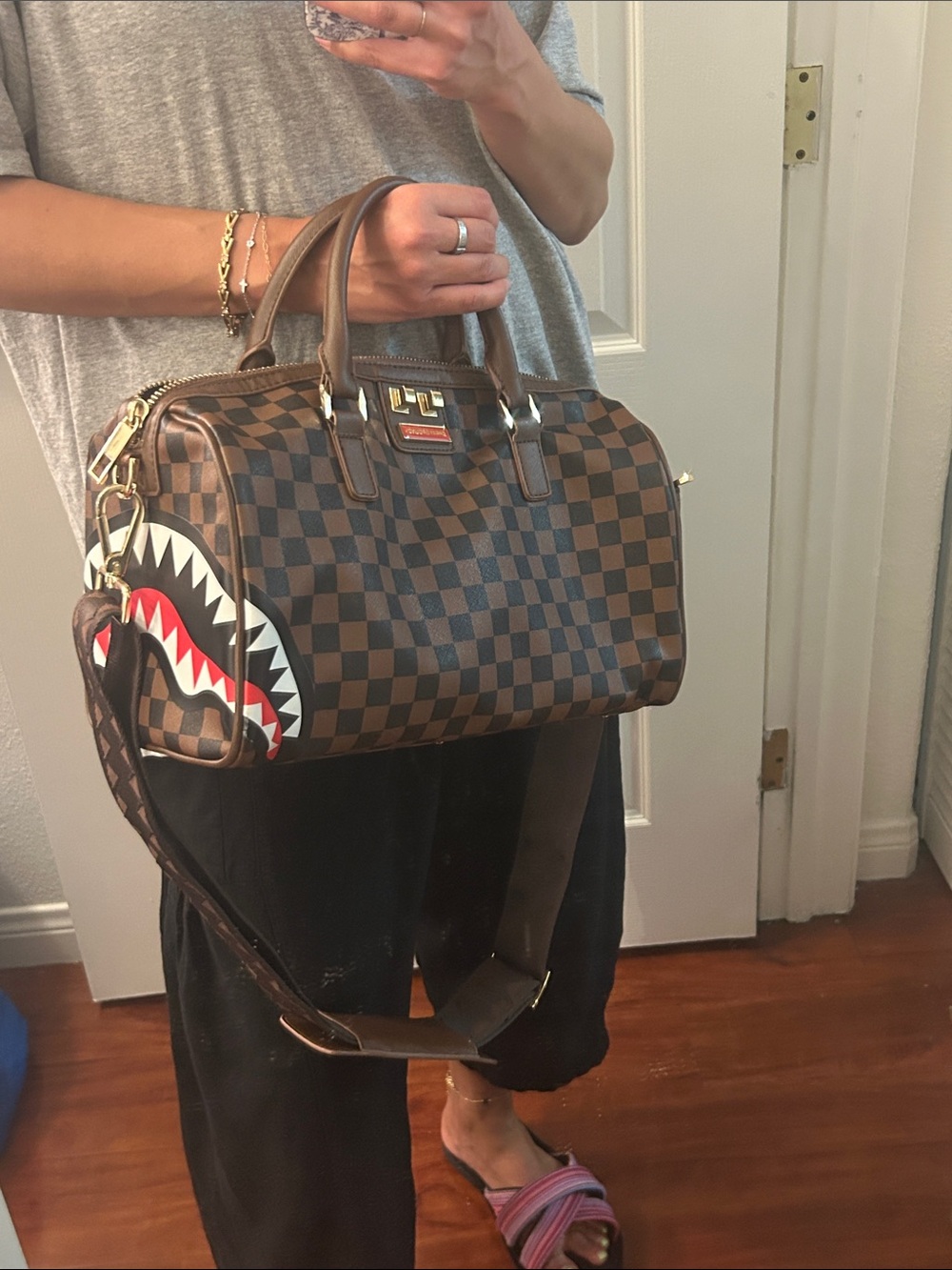 Brown Checkered Sprayground Tote